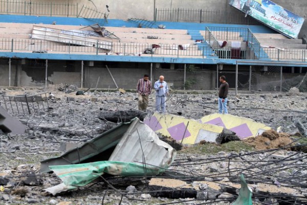 The Palestinian national stadium in Gaza, which was destroyed during Israel's 2012 attack 