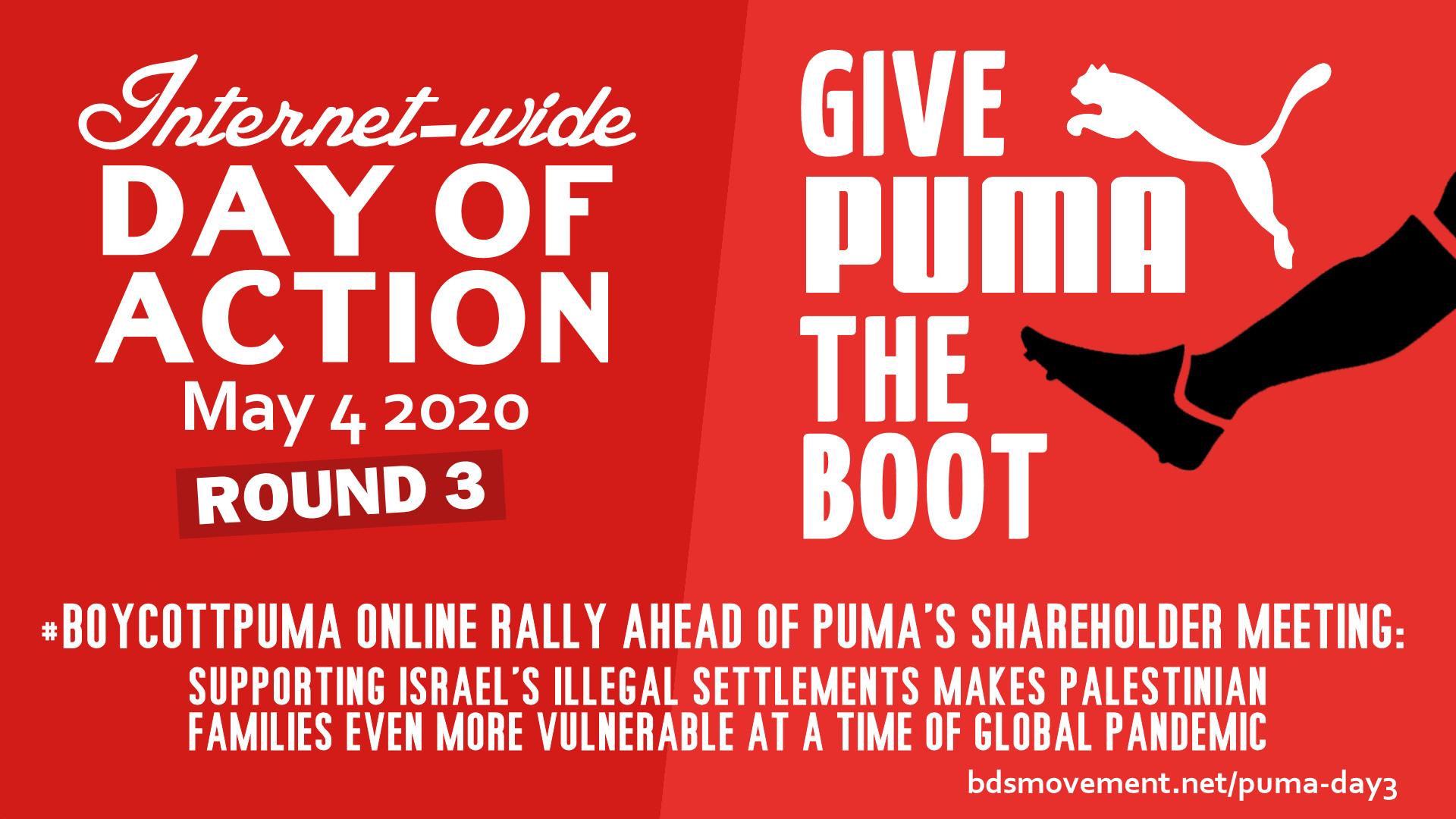 #Boycottpuma Round 3: Online Rally of Solidarity With Palestinians Ahead of PUMA Shareholders Meeting!