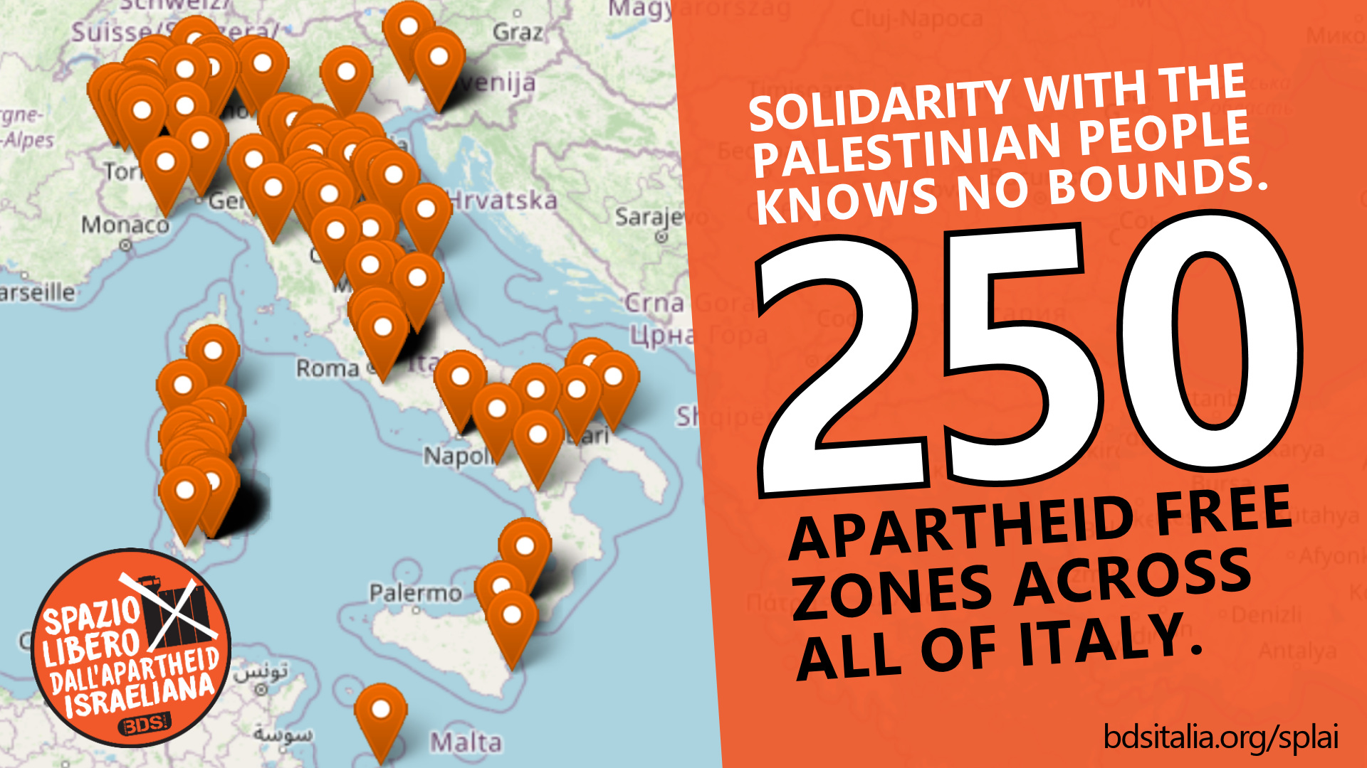 250 Israeli Apartheid Free Zones Throughout Italy