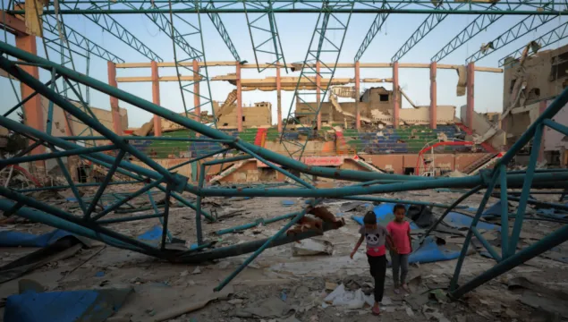 Football stadium in Gaza destroyed by Israel