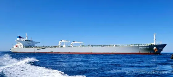 The Poliegos, a crude oil tanker, at sea