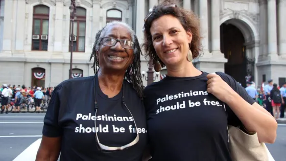 Rebecca Vilkomerson (right) in July 2016 with Caroline Hunter, who was part of the movement to end apartheid in South Africa. Photo Credit: JVP