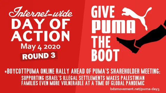 #Boycottpuma Round 3: Online Rally of Solidarity With Palestinians Ahead of PUMA Shareholders Meeting!